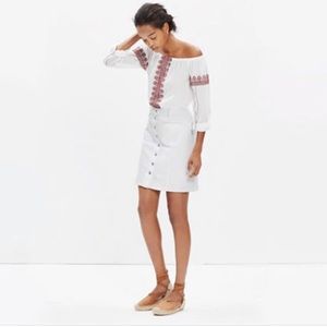 Madewell denim button-front skirt in pure white